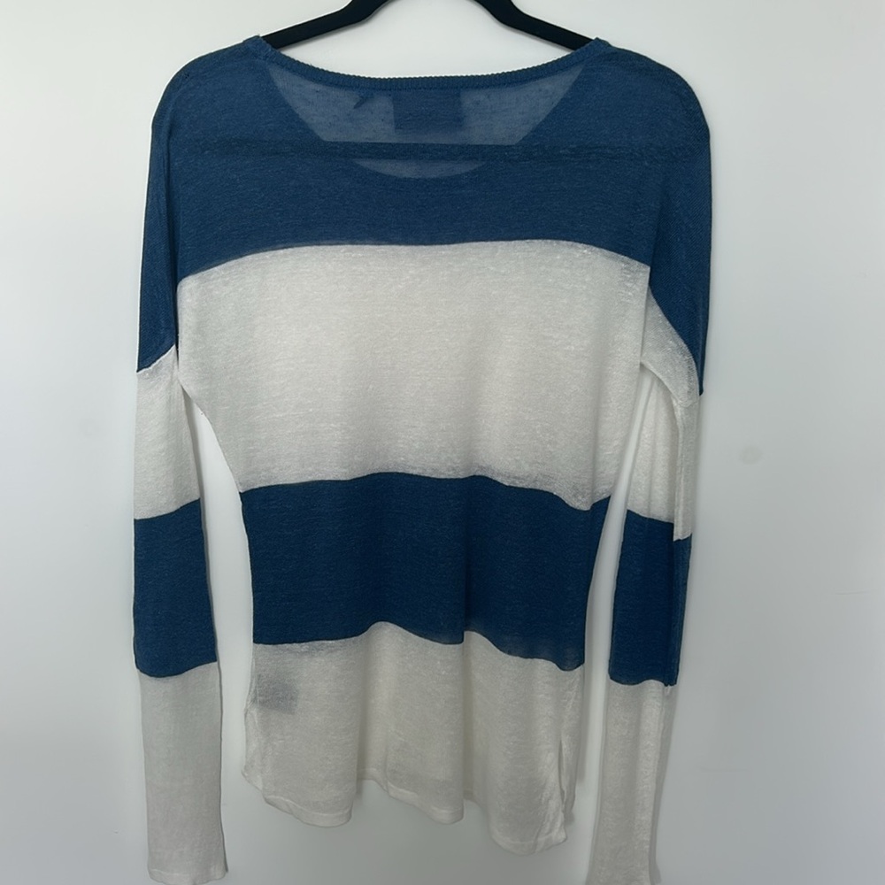 Line Blue and White Striped Linen Sweater Sweater - Picture 3 of 4